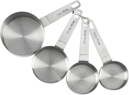 GoodCook Gourmet Measuring Cup Set, Stainless Steel 4-pc., 1/4, 1/3, 1/2, 1 Cup etched measurements