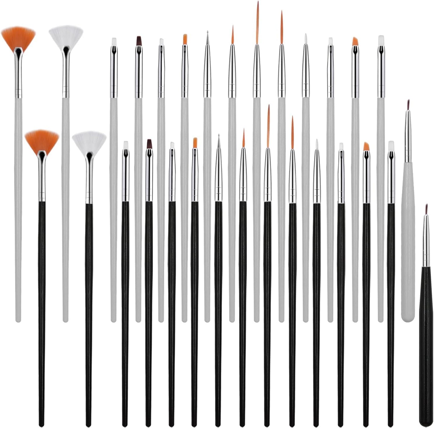 30 Pcs Cake Decorating Brushes Food Safe Paint Brushes Multiple Function Fondant Brush Cookie Brush DIY Tool Set Icing Pastry Brushs for Painting Baking (Black, White)