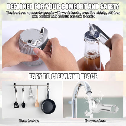 2pcs Jar Opener for Mason Jar, Stainless Steel Opener Multifunctional Canning No Lid Dent Or Damage Lid Bottle Handheld Top Remover Tool for People with Weak Hands