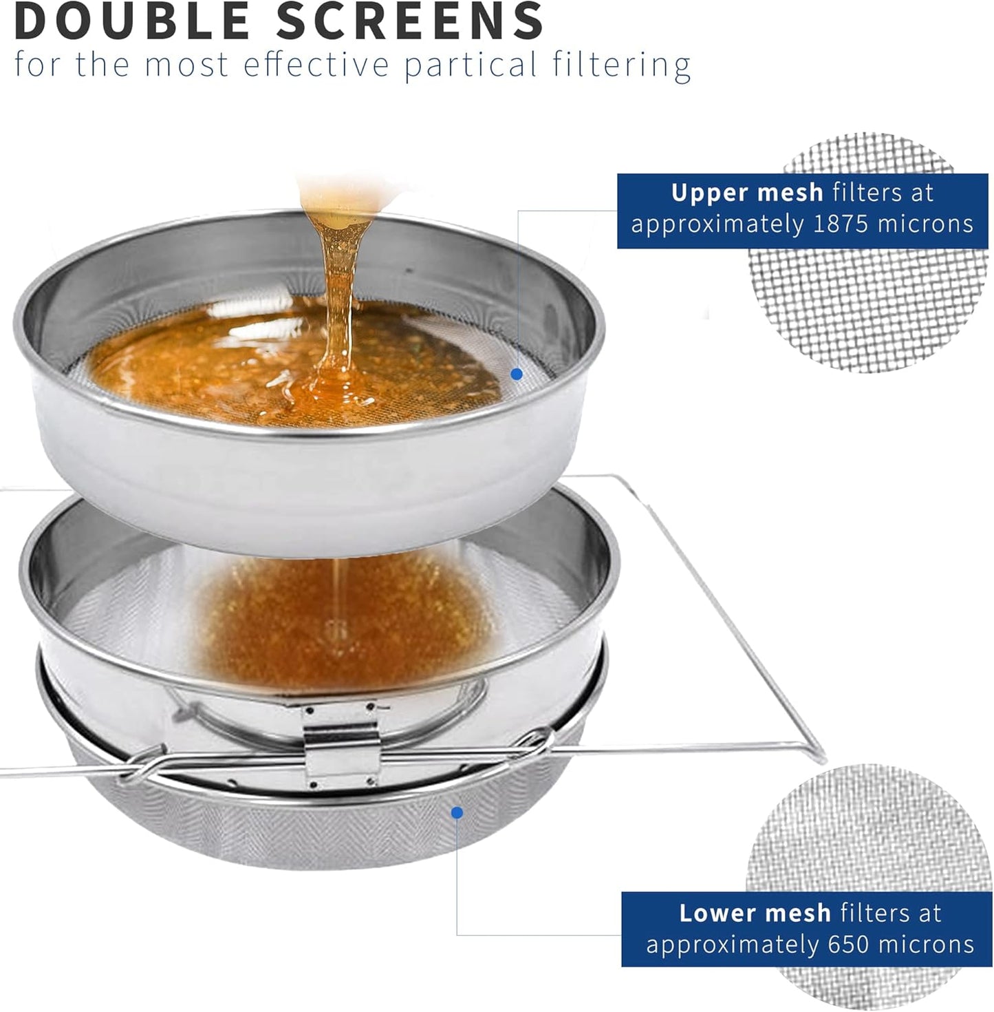 VIVO Stainless Steel Honey Strainer Double Sieve, Bee Keeping Equipment Filter BEE-V101H