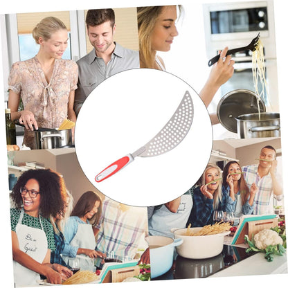 LABRIMP 14.57 Inch Stainless Steel Pot Strainer with Handle Pan Drainer Clip-on Kitchen Pasta Draining Tool for Safe Water Separation and Food Straining