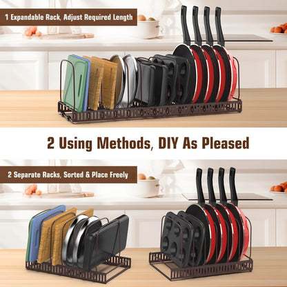 Housolution Cutting Board Organizer Rack, Expandable Baking Tray and Cookie Sheet Organizer with 14 Adjustable Dividers, Bakeware Muffin Tin Cupcake Pan Storage Organizer for Cabinet, Black