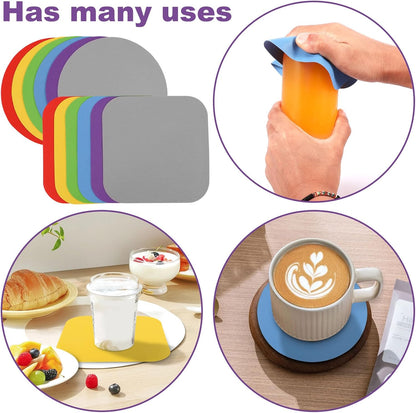 12pcs Jar Opener Gripper Pads – Non-Slip Rubber Jar Grippers, Multi-Function Kitchen Gadget for Bottle & Lid Opening, Anti-Slip Coasters, Jar Opener for Seniors, Arthritis, Weak Hands