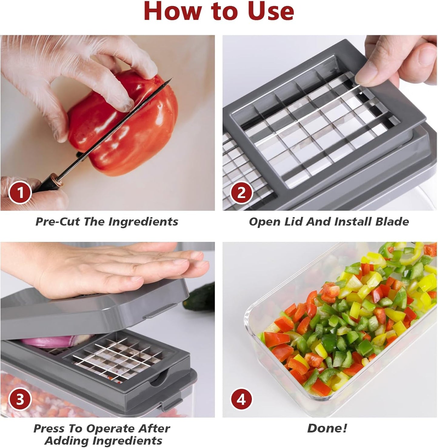 Vegetable Chopper, Onion Chopper Dicer, Mandoline Slicer, Food Chopper with Container, Vegetable Cutter for Salad Potato Carrot Garlic（2 Blades, Black）