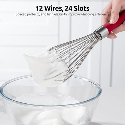 U-Taste 7" Mini Whisk for Cooking: 18/8 Stainless Steel Small Metal Kitchen Wisk, Tiny Hand Mixing Tool for Coffee, Egg, Sauce, 6-Wires Compact Head for Baking, Beating in Bowl, Mug, Jar (Set of 2)