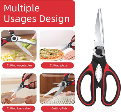 Kitchen Scissor For General Use 2-Packs,Heavy Duty Kitchen Raptor Meat Shears,Dishwasher Safe Cooking Scissors,Stainless Steel Multi-function Scissors For Food,Chicken,Poultry,Fish,Herbs
