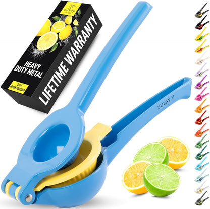 Zulay Kitchen Metal 2-in-1 Lemon Squeezer - Sturdy Max Extraction Hand Juicer Lemon Squeezer Gets Every Last Drop - Easy to Clean Manual Citrus Juicer - Easy-Use Lemon Juicer Squeezer - Yellow/Green