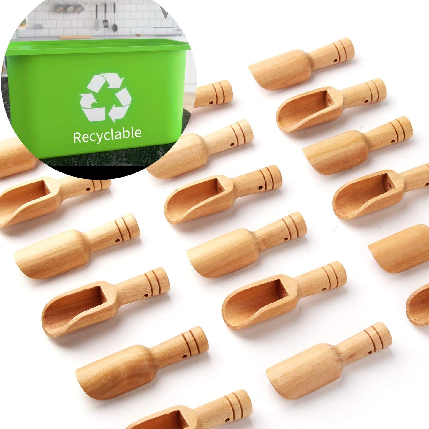 Small Wooden Scoops, Little Wooden Spoons for Jars,Bath Salts(12PCS)3 inches long