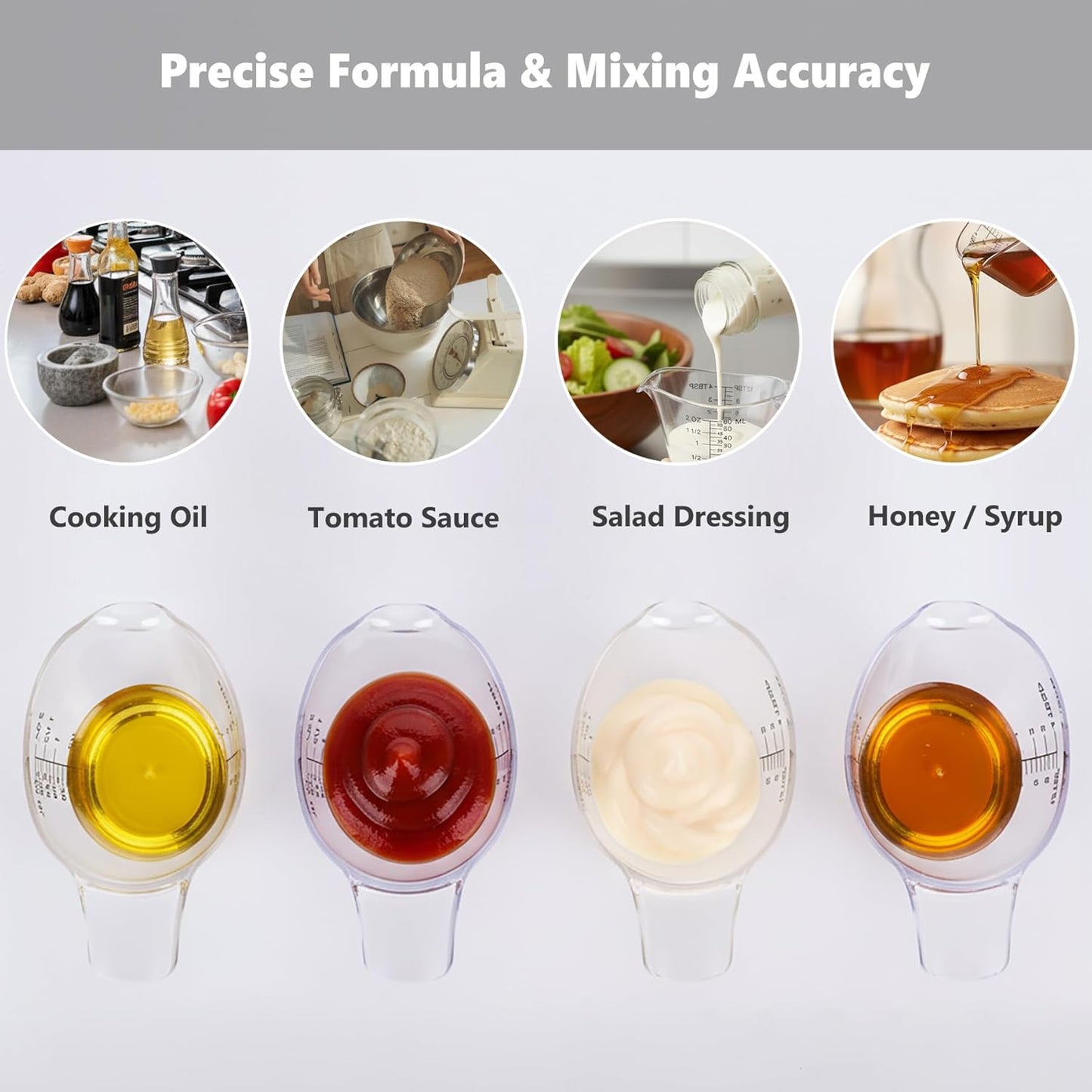 4 Pack Small Measuring Cups, 2oz/60ml Mini Measuring Cup with tsp/Tbsp/oz/ml Markings, Clear Easy-Read Scale for Kitchen, Resin, DIY, Beauty Mixing (4)