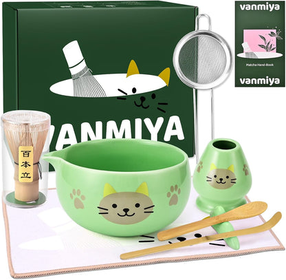 Matcha Whisk Set, 5Pcs Ceramic Matcha Set Includes Matcha Bowl, Matcha Whisk and Holder, Bamboo Scoop and Sifter, Ideal Matcha Bowl Set for Authentic Matcha Tea Experience