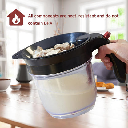 Fat Separator with Bottom Release, Kitchen Grease Strainer Measuring 4 Cup Gravy Separator with Oil Strainer Oil Grease Measuring Cup for Cooking, Healthier Gravy, Soup