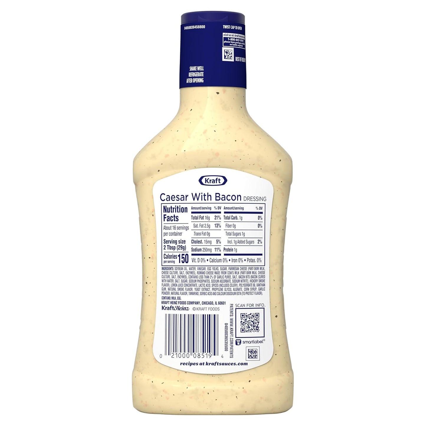 Kraft Caesar with Bacon Dressing, 16 fl oz Bottle