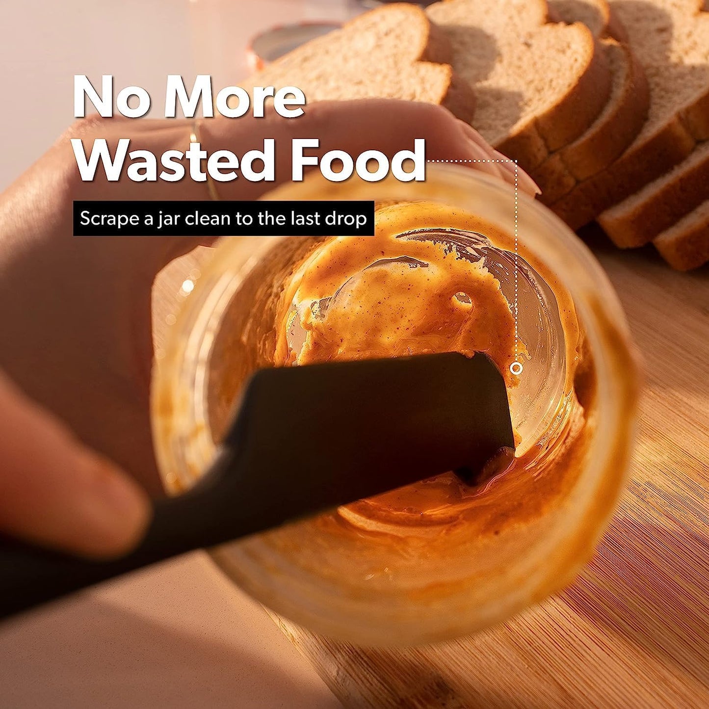 DI ORO Silicone Jar Spatulas for Scraping - Rubber Spatulas Silicone Heat Resistant - Kitchen Spatulas Nonstick Cookware Safe - Silicone Utensil Set for Blenders, Mixing, Baking, & Makeup (5pc, Black)