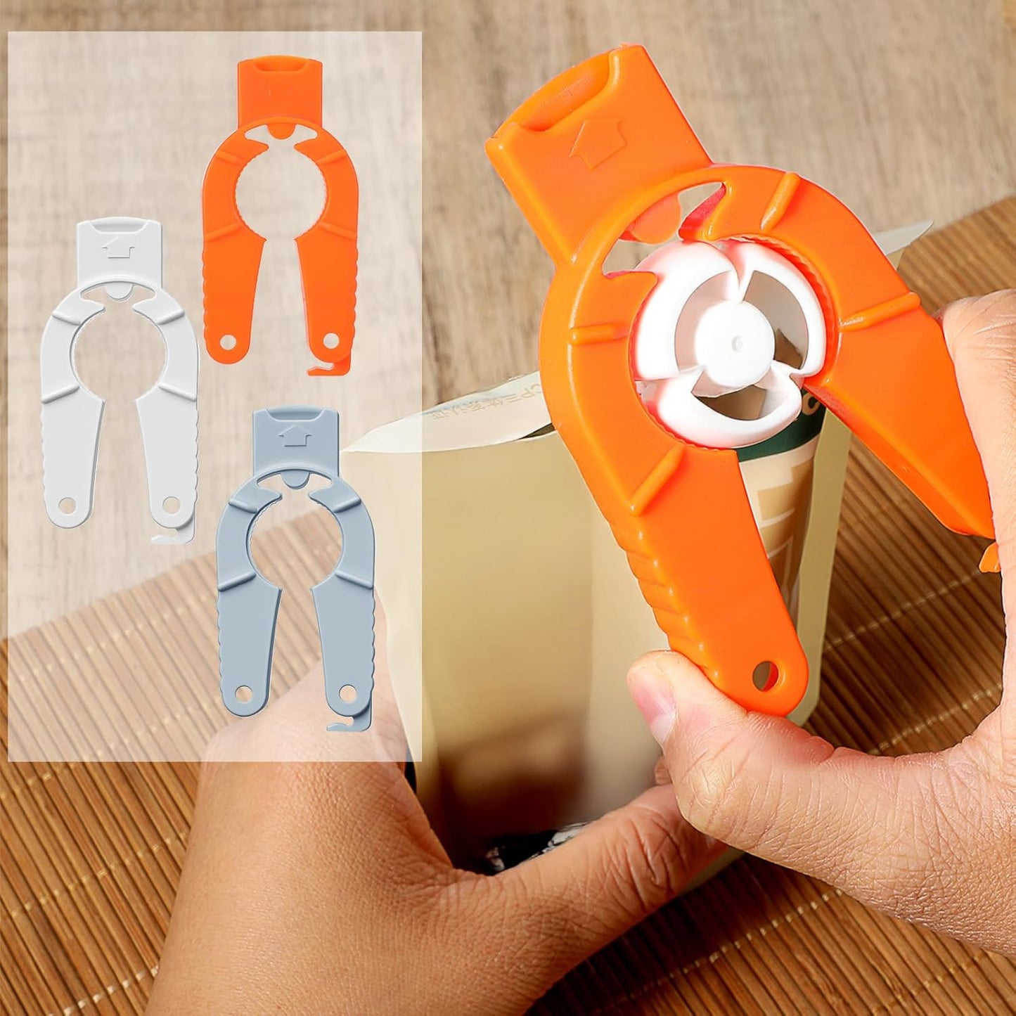 Plastic Bottle Cap Opener,3 Pack Water Bottle Opener,Orange Soda Can Opener,3 in 1 Multi-Purpose Water Bottle Opener for Arthritic Hands,Seniors