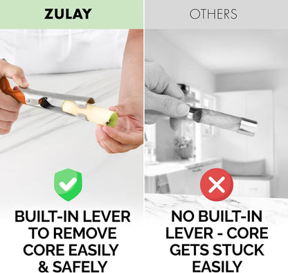 Zulay Kitchen Stainless Steel Pineapple Corer & Slicer – Heavy Duty Pineapple Cutter & Eye Removal Tool – Effortless Core Remover Tool with Sharp Reinforced Blade & Ergonomic Handle - Black
