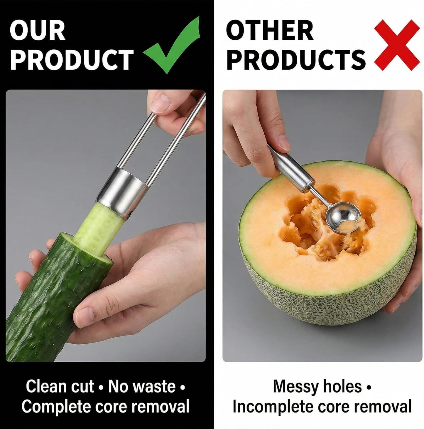 3 PCS Red Bell Pepper Seed Corer Fruit and Vegetable Corer Tool Stainless Steel Practical Kitchen Gadgets Universal Multifunctional Core Remover for Pepper Apple Pineapple Pear Easy Clean
