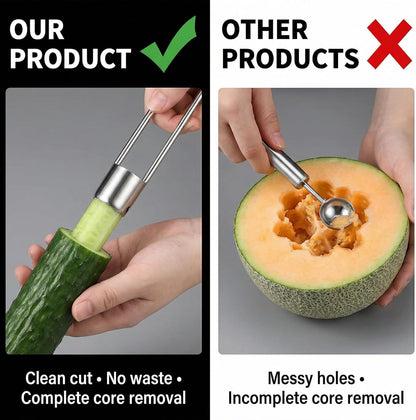 3 PCS Red Bell Pepper Seed Corer Fruit and Vegetable Corer Tool Stainless Steel Practical Kitchen Gadgets Universal Multifunctional Core Remover for Pepper Apple Pineapple Pear Easy Clean