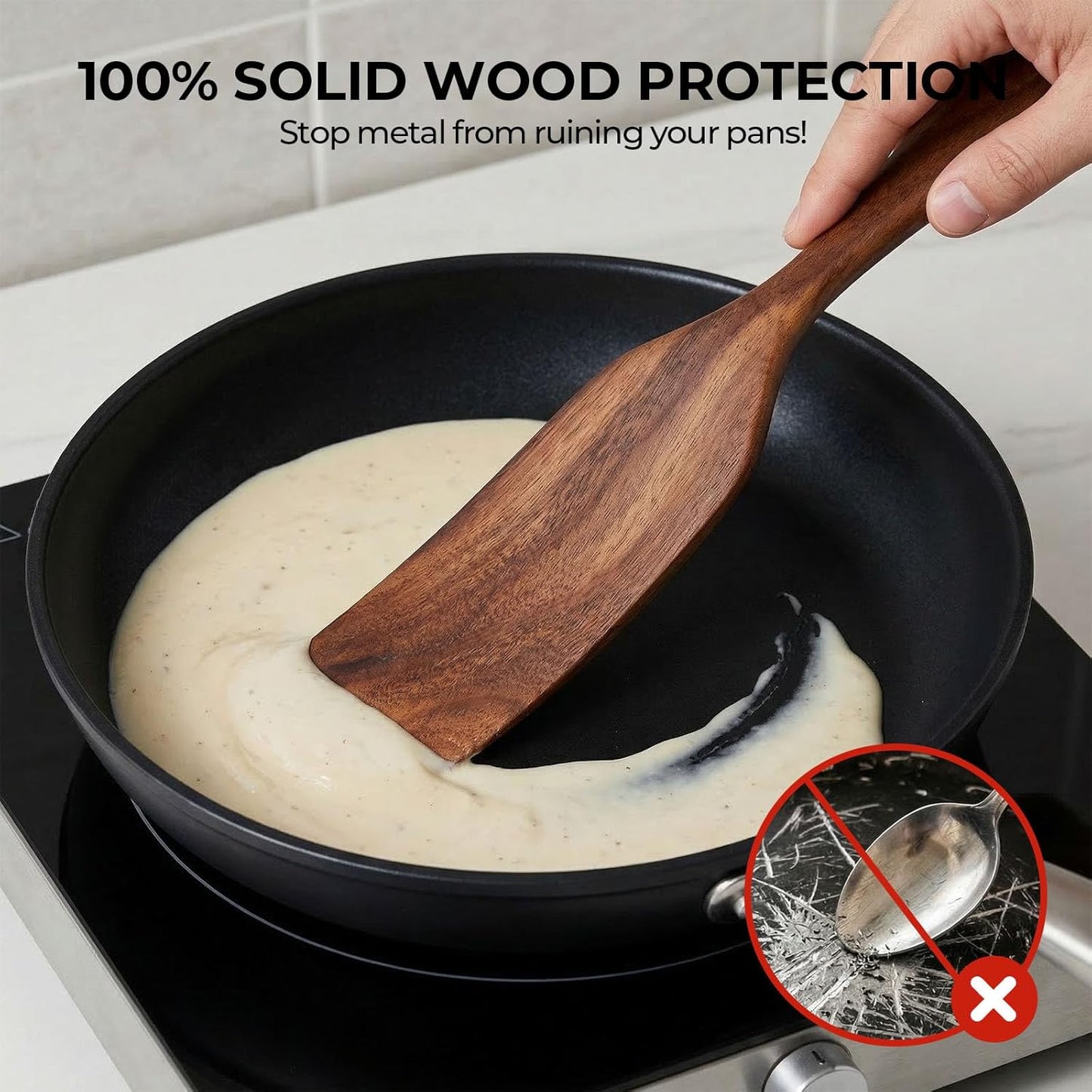 HANSGO Wooden Spurtle for Sourdough Starter, Reaching edge of Pan, Dough Whisk, Stirring, Mixing, Scraping, Wooden Kitchen Utensils for NonStick Cookware, Gift for Sourdough Lovers