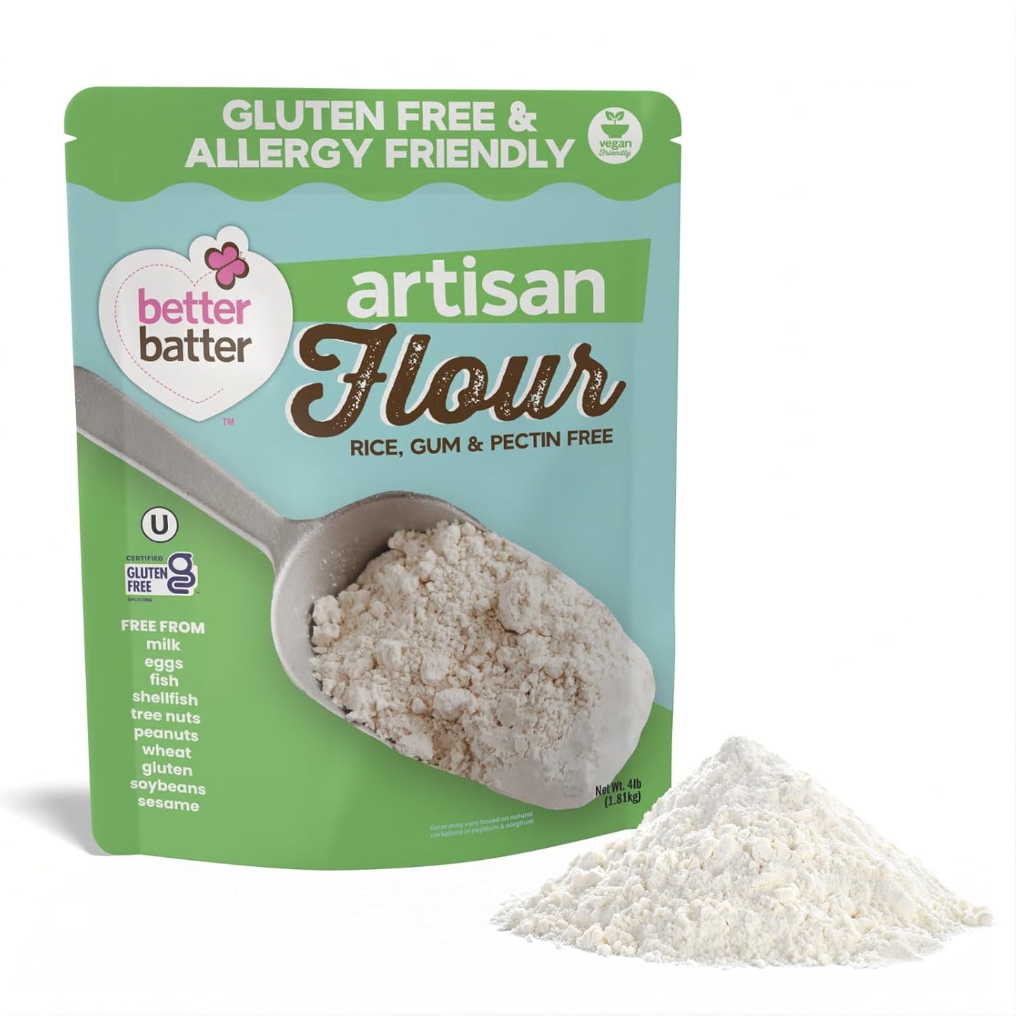 Better Batter Original Blend Multipurpose Gluten Free Flour 2.5lb – Certified GFCO, Vegan, Kosher, Non-GMO – Top 9 Allergen Free, Award Winning Cup-for-Cup Baking Alternative to Regular Wheat Flour