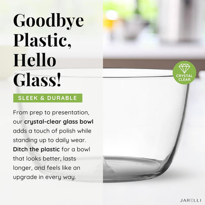 Borosilicate Glass Salad Spinner with Push Button & Storage Lid - Large Capacity 6.3QT Lettuce & Fruit Washer with BPA-Free Draining Colander - Spinning Vegetable Dryer Doubles as a Serving Bowl