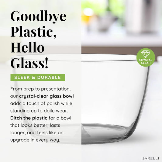 Borosilicate Glass Salad Spinner with Push Button & Storage Lid - Large Capacity 6.3QT Lettuce & Fruit Washer with BPA-Free Draining Colander - Spinning Vegetable Dryer Doubles as a Serving Bowl