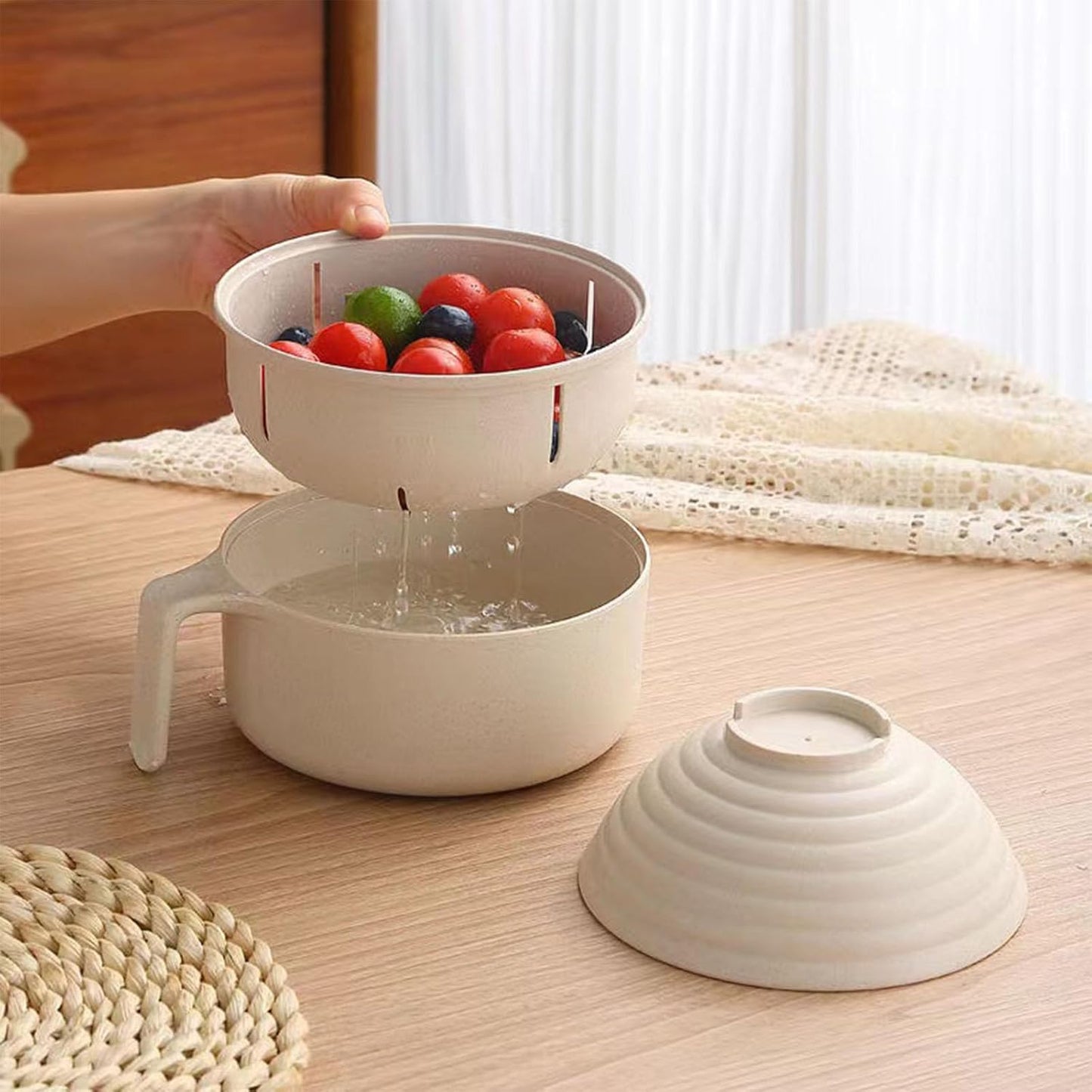 Microwave Ramen Bowl,Microwave Ramen Cooker with Lid,Plastic Mixing Salad Pasta Fruit Rice Cereal Instant Noodles Soup Maker Plate Bowls Set Kitchen College Dorm Room Essentials,Purple
