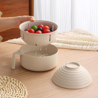 Microwave Ramen Bowl,Microwave Ramen Cooker with Lid,Plastic Mixing Salad Pasta Fruit Rice Cereal Instant Noodles Soup Maker Plate Bowls Set Kitchen College Dorm Room Essentials,Purple