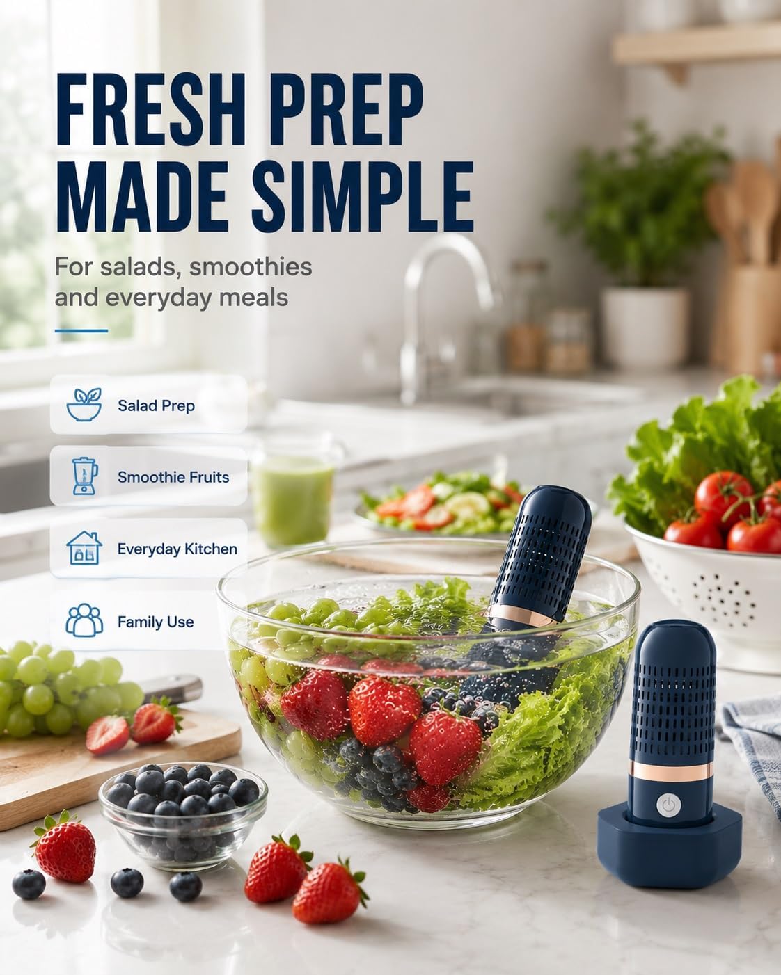 Fruit Washer Vegetable Cleaner Wash Veggie Fruit Produce Machine Device Purifier Portable 10-Minute Auto Cycle, USB Rechargeable Ipx7 Waterproof Fruit Washer(Green)