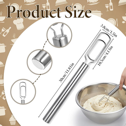 Danish Dough Whisk for Sourdough Starter, Stainless Steel Hand Dough Mixer, 12 Inch Sourdough Starter Stirring Hook, Dutch Bread Whisk for Cooking, Whisking, Pizza, Bread, Cake (Dishwasher Safe)