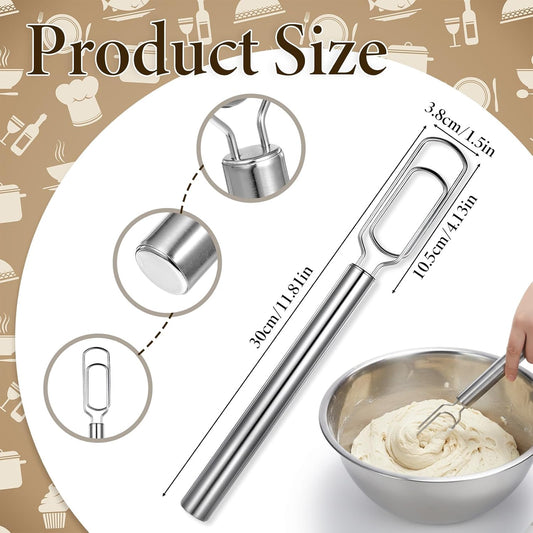 Danish Dough Whisk for Sourdough Starter, Stainless Steel Hand Dough Mixer, 12 Inch Sourdough Starter Stirring Hook, Dutch Bread Whisk for Cooking, Whisking, Pizza, Bread, Cake (Dishwasher Safe)
