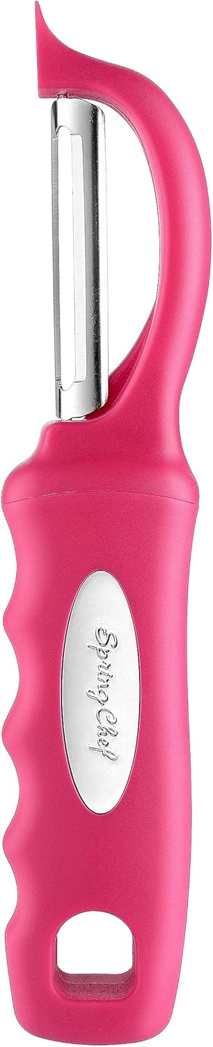 Spring Chef Premium Swivel Vegetable Peeler, Soft Grip Handle and Ultra Sharp Stainless Steel Blades - Perfect Kitchen Peeler For Veggie, Fruit, Potato, Carrot, Apple - Pink Lemonade