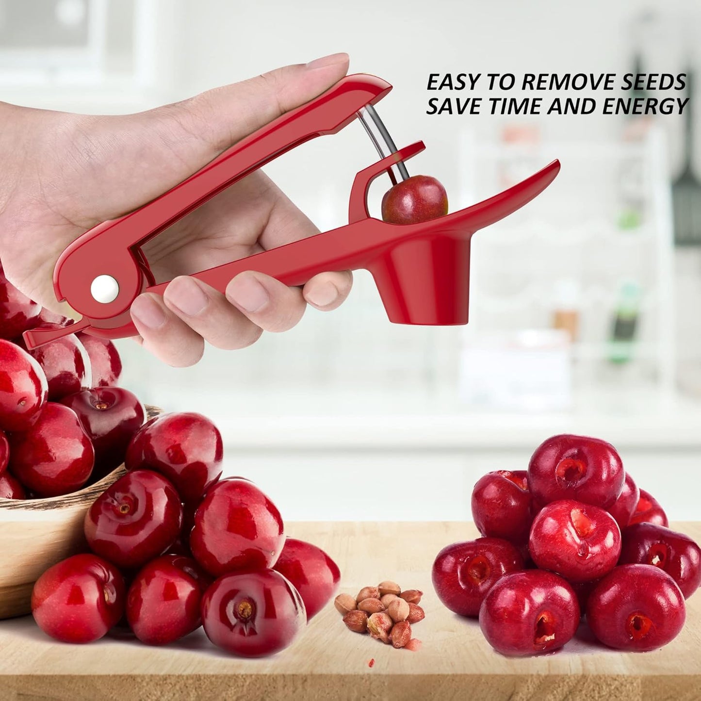 Cherry Pitter - UCMORX Stainless Steel Cherries Pitter Tool Cherries Corer Cherry Remover for Making Cherry Jam with Lock Design(Black)