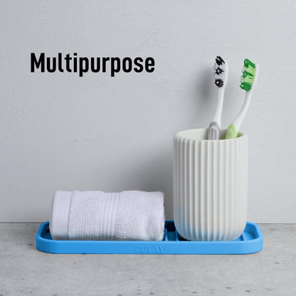 Zulay Kitchen (9x3.5in Sponge Holder for Kitchen Sink - Flexible Heavy-duty Multipurpose Sink Caddy - Counter Organizer for Kitchen, Bathroom, Makeup, Trinkets & More! (Grey)