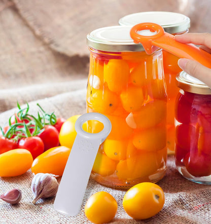 Jar Key, 2Pcs Jar Key Lid Opener for Seniors, Women, Men, Opening Jars Lid (Orange & White)