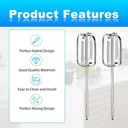 2pcs Hand Mixer Beaters Attachments Compatible with BLACK & DECKER, Universal Stainless Steel Electric Hand Mixer Whisk Replacement for Cooking and Baking