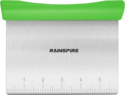 Upgraded 304 Stainless Steel Multi-Purpose Bench Scraper with Measurement Marks, Dishwasher Safe, Dough Cutter for Pizza, Bread and Cookie Dough Vegetable Chopper, Baking Supplies, Mint Green