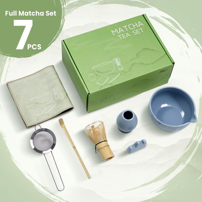 Matcha Whisk Set – Ceramic Matcha Bowl with Pour Spout, Bamboo Whisk, Whisk Holder, Scoop, Sifter – Japanese Matcha Kit for Beginners (Pink)