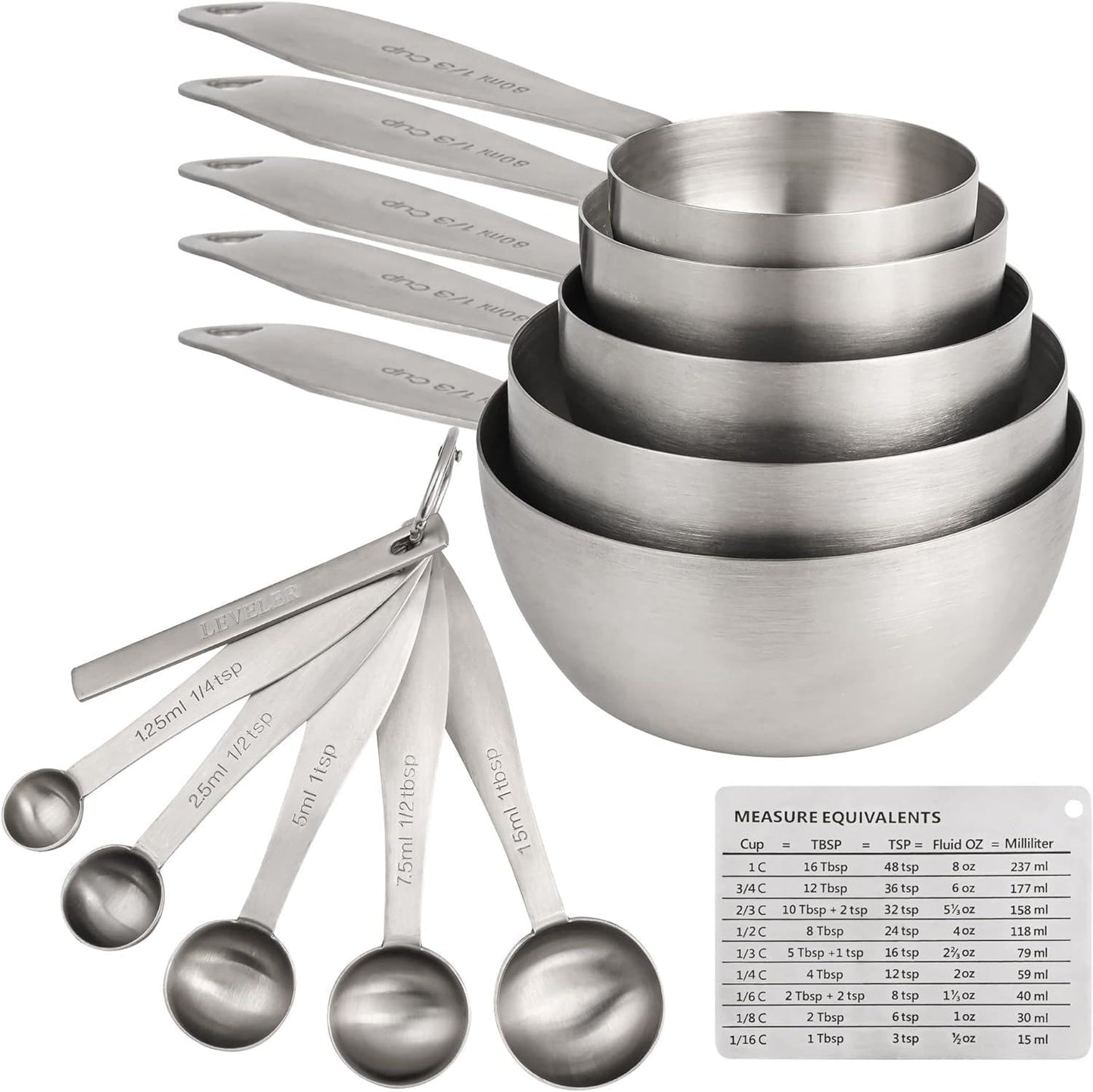 Smithcraft Measuring Cups and Spoons Set, 12 Pieces Stainless Steel Measuring Cup Set, Metal Copper Measuring Cups Spoons, Dry & Liquid Kitchen Measure Cup Spoon & Leveler & Measure Equivalents