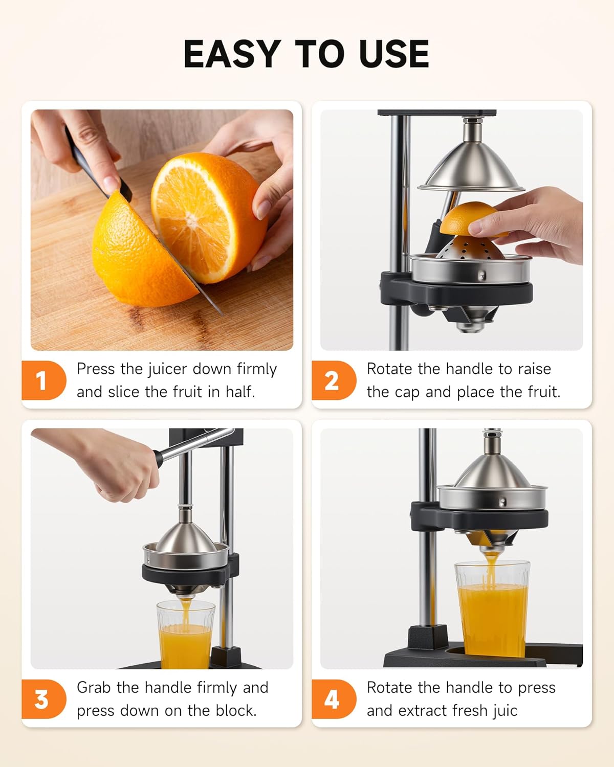 CO-Z Manual Citrus Juicer, Commercial Grade Cast Iron Orange Juicer, Professional Heavy Duty Juice Press with Removable Strainer, Manual Juice Extractor for Orange Lemon Pomegranate Citrus, Black