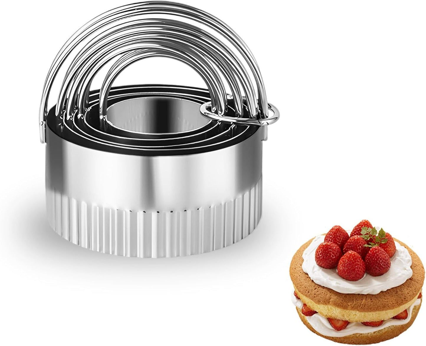 Square Cookie Cutters Set, Wave Cookie Cutter with Fluted Edge, Stainless Steel Biscuit Cutters with Handle for Baking Cake Mousse Onigiri Burritos Pastry Scone, 5PCS