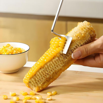 2Pcs Corn Peeler for Corn on The Cob Stripper Tool, Long Handle Stainless Steel Corn Stripping Tool Kernel Remover (Silver+Brown)