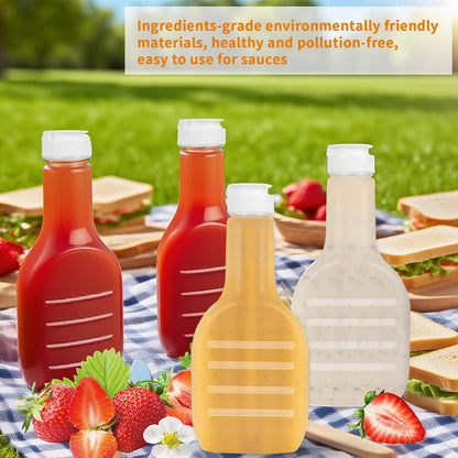 12 Pack 16 oz Clear Plastic Salad Dressing Bottles, Bulk Empty Squeeze Bottles with White Flip Top Caps for BBQ, Condiments, Sauce, Ketchup, Salad Dressing