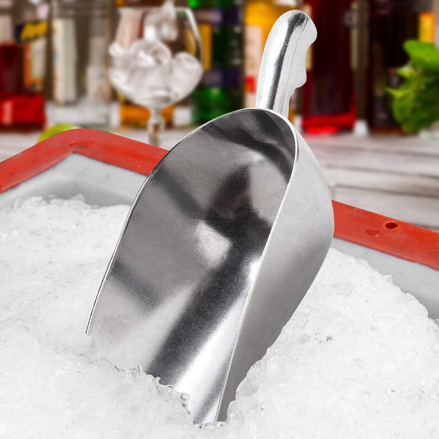 Cast Aluminum Utility Scoop, 5-Ounce - Round Bottom, Small ice scoop For Multi-Purpose Use, With Finger Groove Handle (Hand Wash Only) 5 oz.
