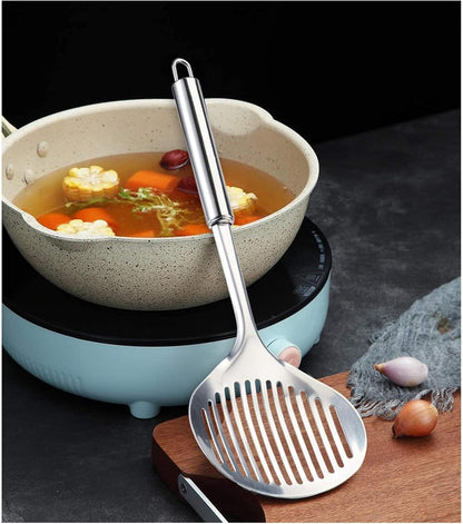 Tenta tenta kitchen Solid Stainless Steel Spider Strainer Skimmer Ladle for Cooking and Frying, Kitchen Utensils Wire Strainer Pasta Strainer Spoon Hot Pot Fat Skimmer Spoon Set of 3