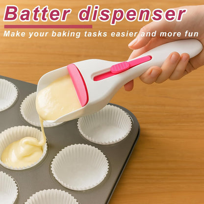 2 pcs Cupcake Scoop,Cupcake Scoop Batter Dispenser,Cupcake Batter Dispenser,One Click Sliding,Cupcake Dispenser,Cupcake Batter For Cookie Dough Pancakes - Unique Baking Supplies