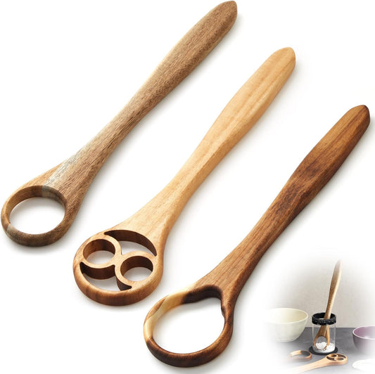 SiliFine 3 Pcs 13 Inch Dough Whisk, Acacia Wooden Danish Bread Whisking Tool for Mixing Sourdough, Batter Preparation, Egg and Flour Mixer, Winter Traditional Bread Baking Supplies and Tools