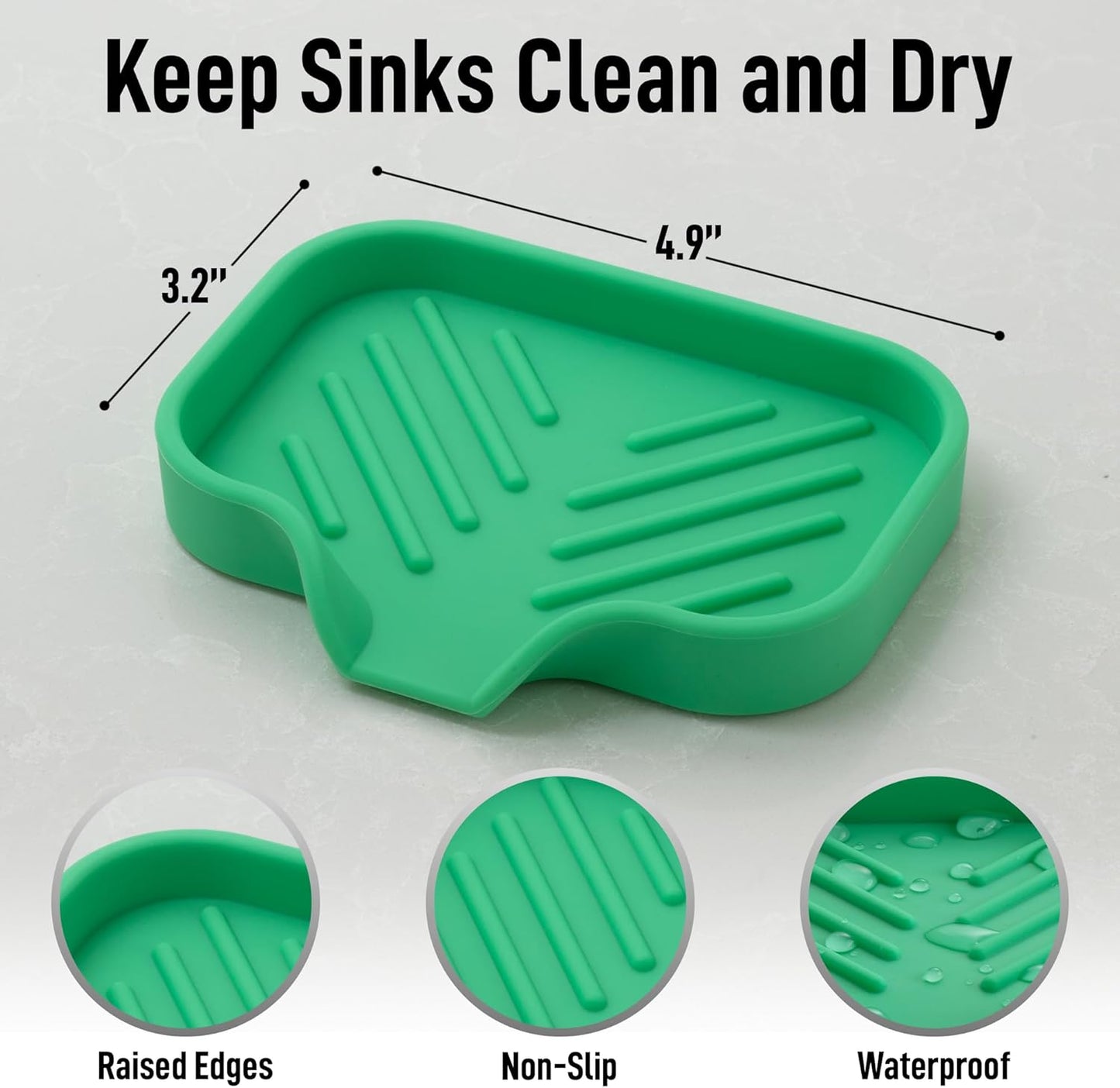 Zulay Kitchen (9x3.5in Sponge Holder for Kitchen Sink - Flexible Heavy-duty Multipurpose Sink Caddy - Counter Organizer for Kitchen, Bathroom, Makeup, Trinkets & More! (Grey)