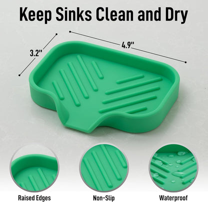 Zulay Kitchen (9x3.5in Sponge Holder for Kitchen Sink - Flexible Heavy-duty Multipurpose Sink Caddy - Counter Organizer for Kitchen, Bathroom, Makeup, Trinkets & More! (Grey)
