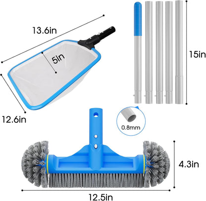 TidyMister Hot Tub Skimmer Spa Net with 12'' Aluminum Pole Ultra Fine Mesh Net Handy Leaf Skimmer for Small Above Ground Pools Pick Up Fine Debris Lightweight Net