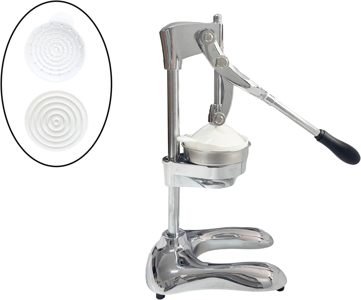LIU&LIU Citrus Juicer with Lever Press,Hand Press Fruit Juicer with 304 Material Pressure Lid and Filter Screen, Removable and Easy to Clean,Silver